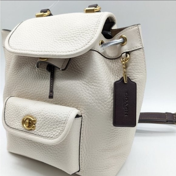 COACH Riya colorblock pebbled leather mini backpack Leather Chalk - Picture 3 of 7